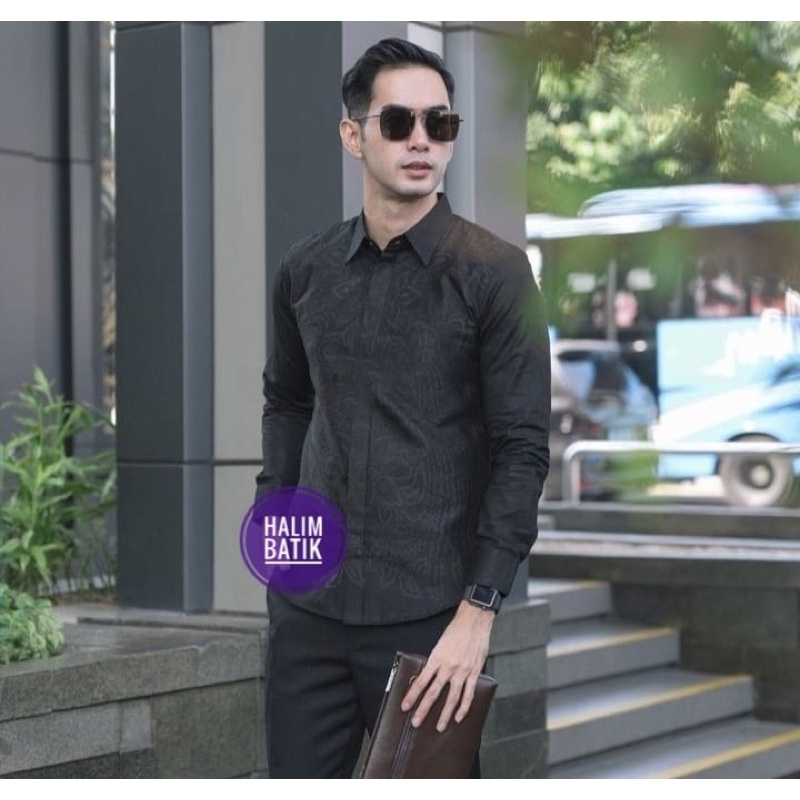 PRABU kemeja batik pria SLIMFIT lengan panjang lapis furing