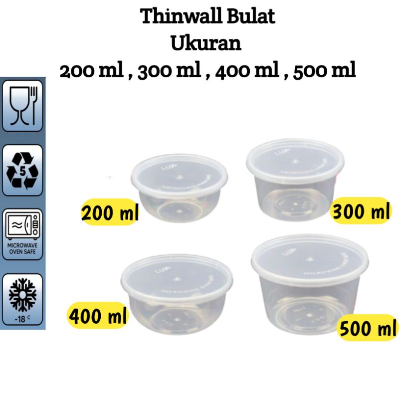 Thinwall Bulat Bening 200 ml / 300 ml / 400 ml