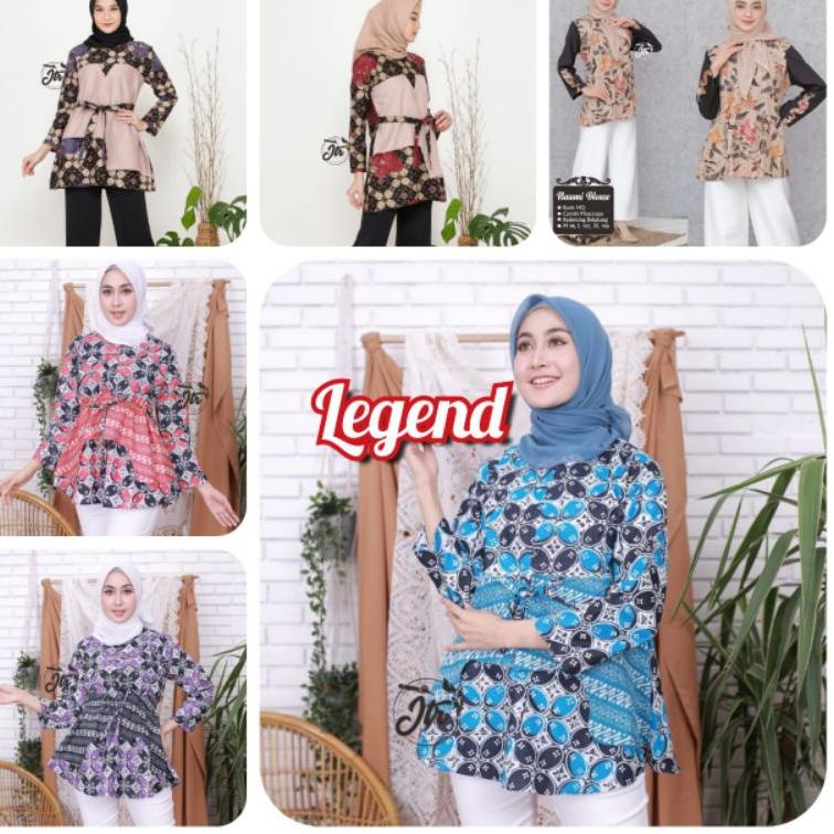"SGH.18Oc22х" ORI ATASAN BLUS BATIK WANITA MODERN HALUS DOLBY KOMBINASI BROKAT POLOS