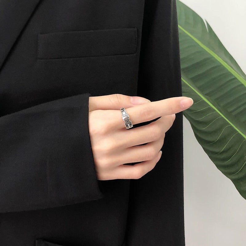 Cincin multilayer Desain Wajah Tersenyum Gaya retro punk Korea Eropa Amerika Untuk Pria