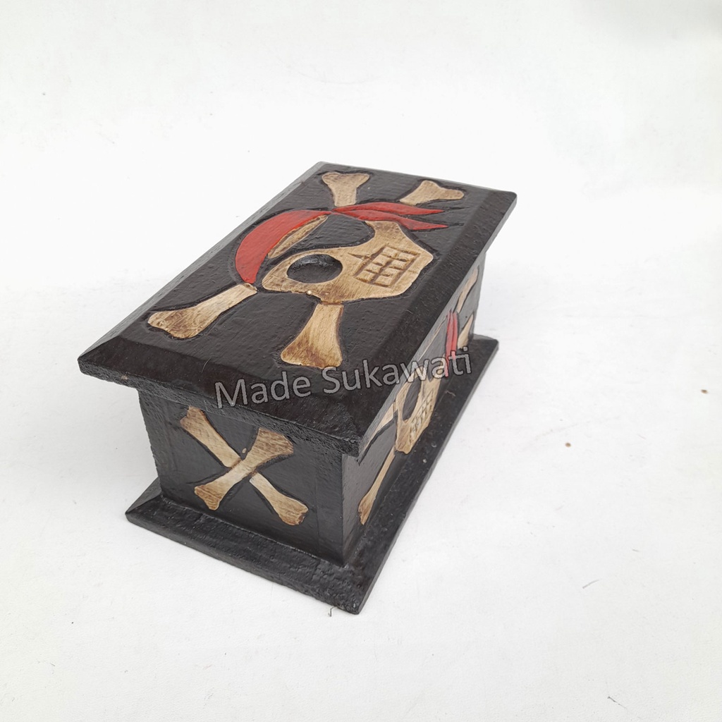 Kotak box kayu tepi tengkorak kerajinan handmade bali