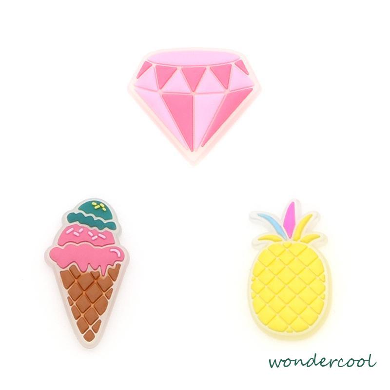 Charms Pin Bahan Pvc Glow In The Dark Desain Makanan Untuk Aksesoris Charms Fashion-Won