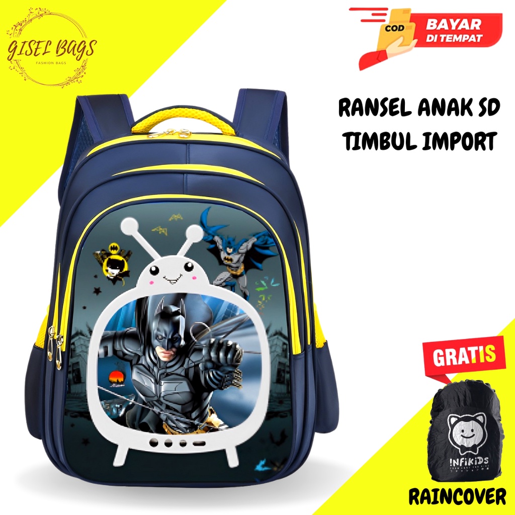 GSB Tas anak laki laki sekolah tk sd import gambar karakter superhero waterproof