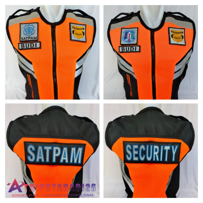 rompi security orange jala tebal/rompi satpam terbaru/rompi security jala tebal
