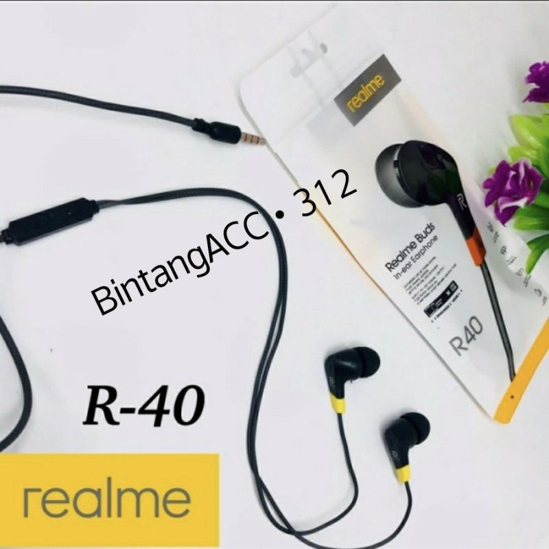 Headset earphones Extra Bass Realme R40, HF realme buds2