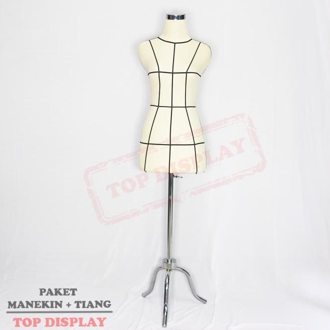 Manekin Pola Krem + Kaki Besi | Manekin Jahit | Patung Pola | Manekin