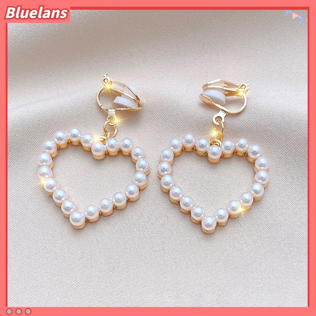 1 Pasang Anting Klip Tanpa Tindik Model Pita Rumbai Aksen Berlian Imitasi Untuk Hadiah Ulang Tahun