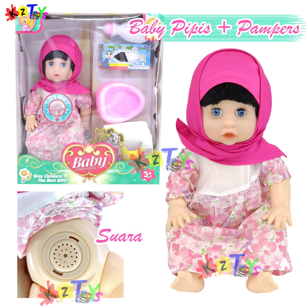 MAINAN BONEKA BABY LOVELY DOLL BONEKA HIJAB SUARA BONEKA PEMPERS