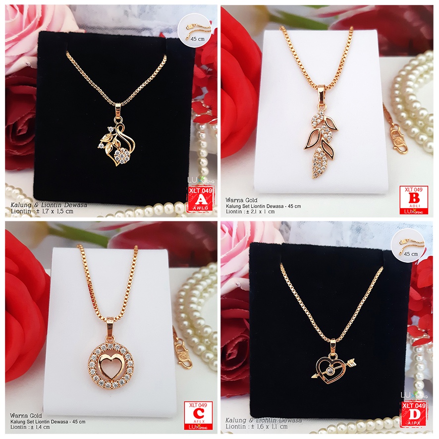 XLT 049 Kalung Liontin Set Permata Zirkon Perhiasan Lapis Emas 18K Kalung Xuping Panah Cinta Love Luxx Xuping