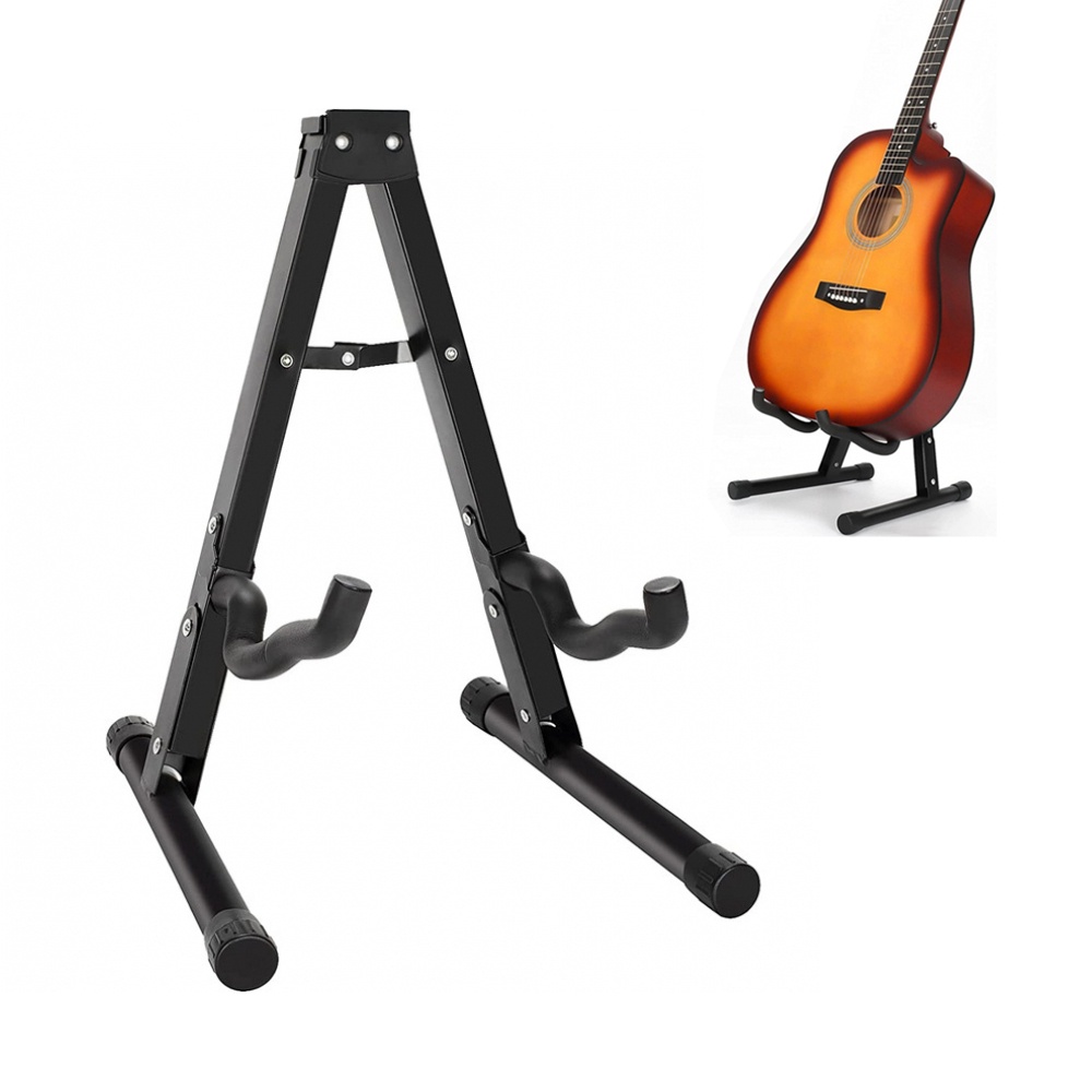 Stand Bingkai Lantai Lipat Universal Warna Hitam Untuk Gitar Akustik Elektrik Bass Travel