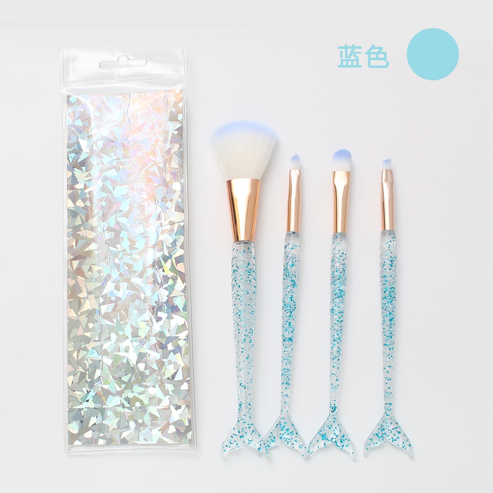 4pcs / Set Brush Eyeshadow / Bedak Tabur Bentuk Ekor Mermaid Untuk Makeup / Kosmetik Wanita