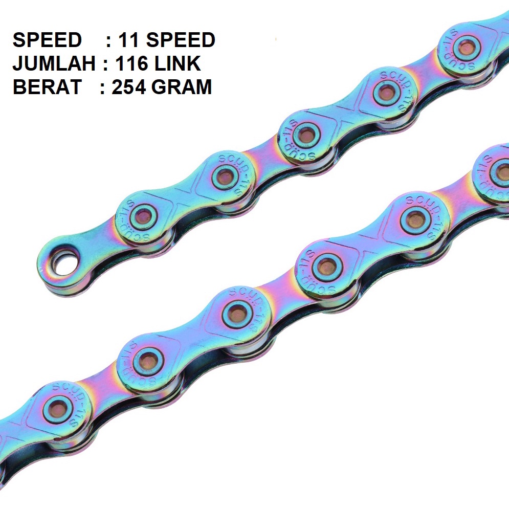 SCUD Chain Rantai 11 Speed Gold Rainbow Chrome