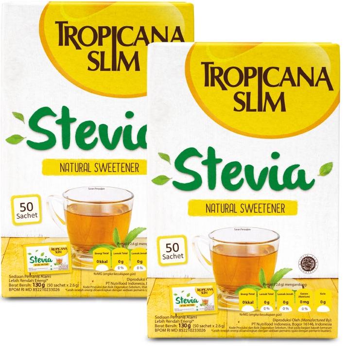 

codeF0r5Q--Twin Pack - Tropicana Slim Sweetener Stevia 50 sachet - Pemanis Alami untuk Batasi Gula