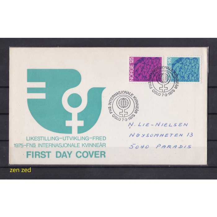

A132 Perangko FDC SHP Norwegia 1975 International Women's Year 1 Pcs