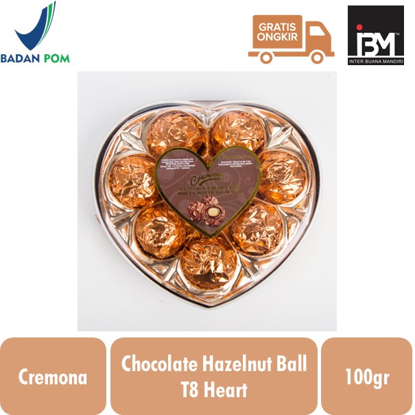 

Cremona Hazelnut Cream Crisp Malt Chocolate Wafer Ball Heart T8