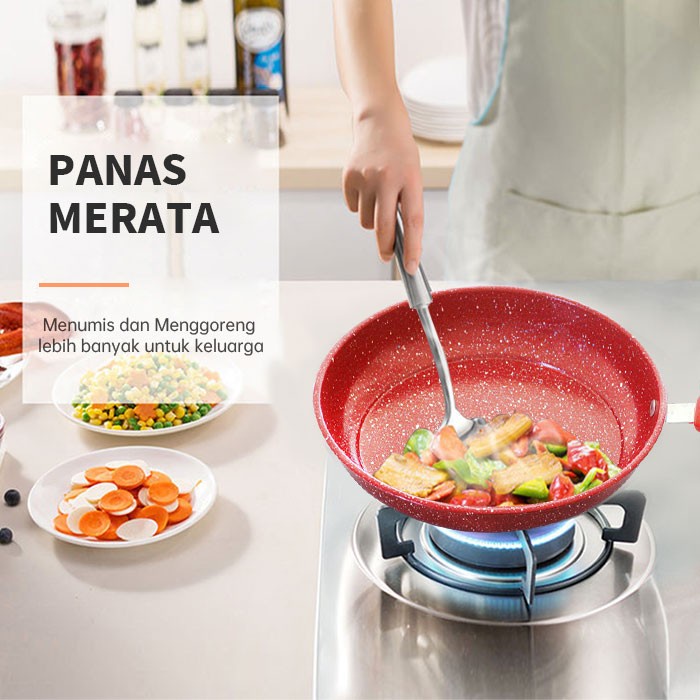 GM Bear Wajan Set Penggorengan Merah isi 2psc 1240 - Frying Pan Set Red