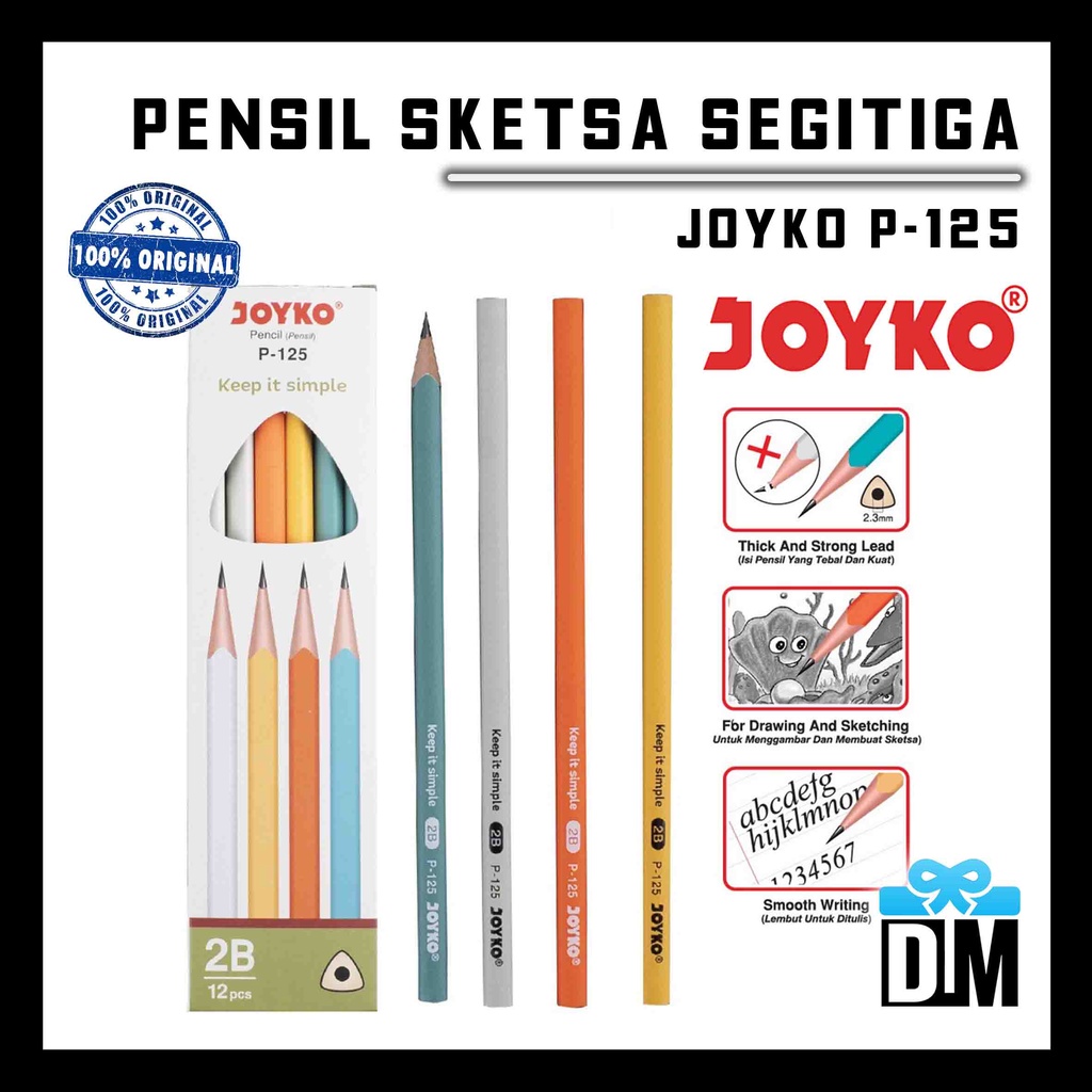 

Pensil anti patah Gambar Sketsa Tukang Bangunan Tembok Kayu Kertas Segitiga 2B Kuat Kokoh Original Joyko
