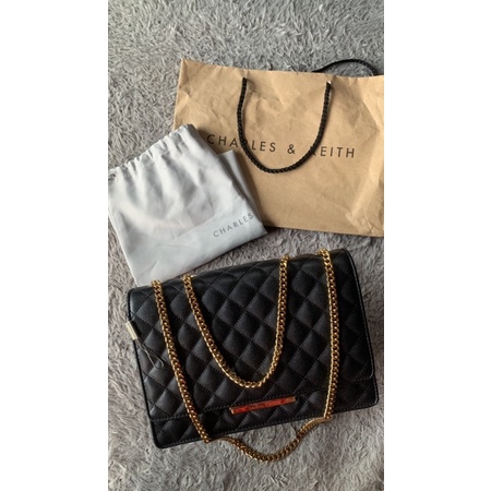 Black Quilted Shoulder Bag Charles & Keith