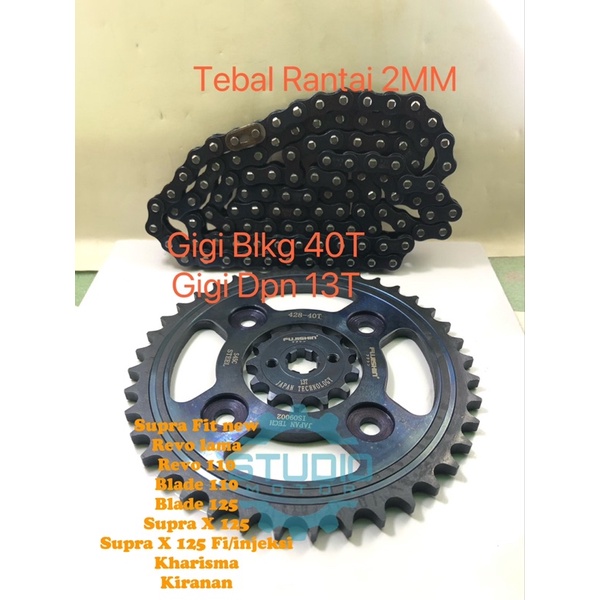 Gear paket / Gigi tarik tarek Depan Belakang rantai  Supra Fit new Revo lama Revo 110 Blade 110 Blade 125 Supra X 125 Supra X 125 Fi/injeksi Kharisma Kirana