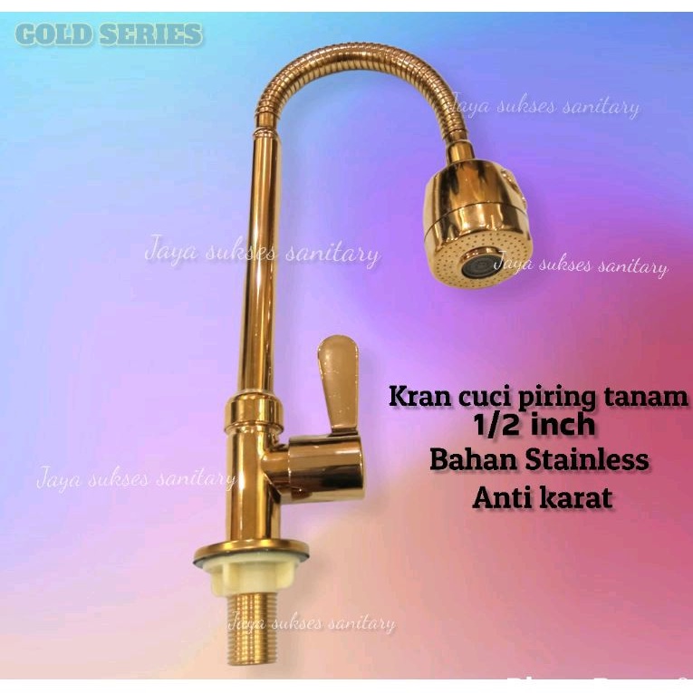 Kran sink flexible gold meja / Kran flexible gold Air Kran Kran Wastafel Cuci Piring Gravino Tanam