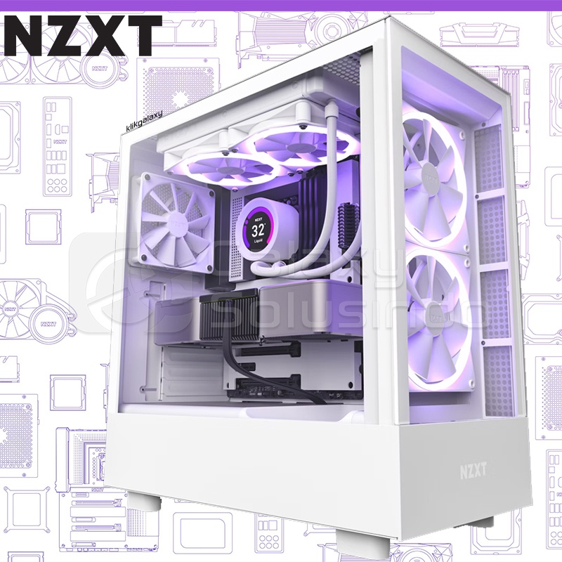 NZXT H5 ELITE Matte White Tempered Glass Mid Tower Gaming Case