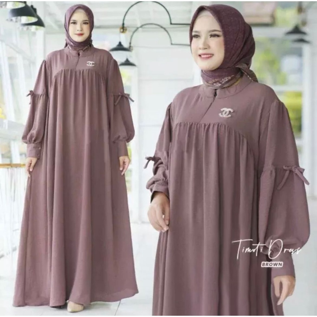 BAJU GAMIS TIMOTI DRESS BAHAN CRINKLE PREMIUM TERBARU 2022