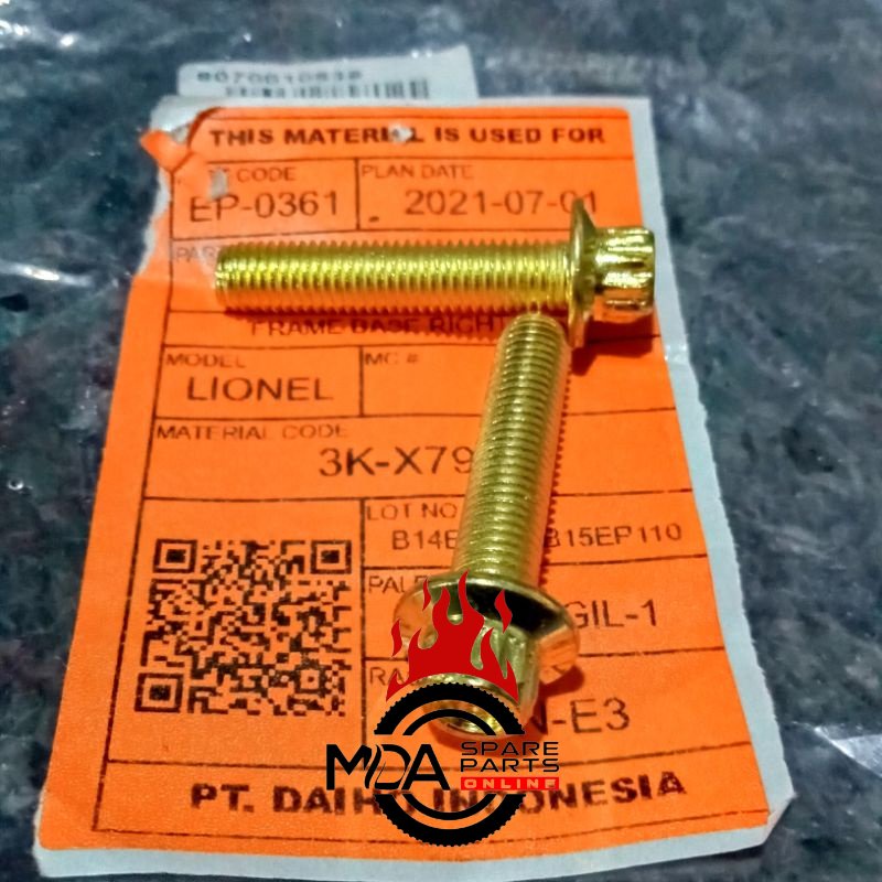 MDA Parts BAUT BROBOLT M7 BAUT 11 PANJANG 3cm ORIGINAL THAILAND