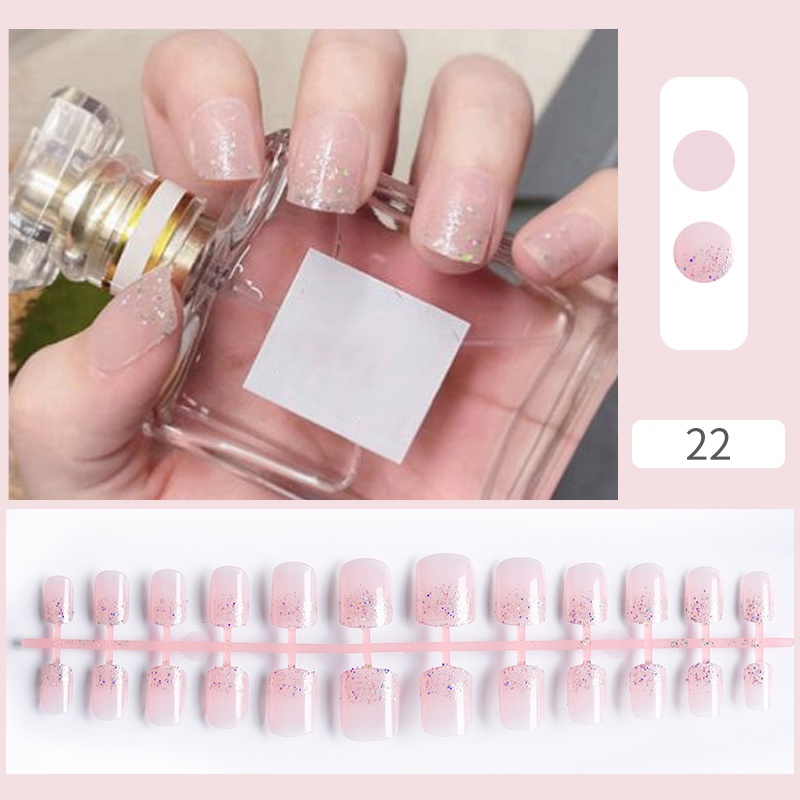 24pcs Set Kuku Palsu Dengan Lem Kuku Palsu Kuku Panjang Kuku Palsu Dengan Desain Kuku Palsu Untuk Anak-Anak Nail Extension With Glue