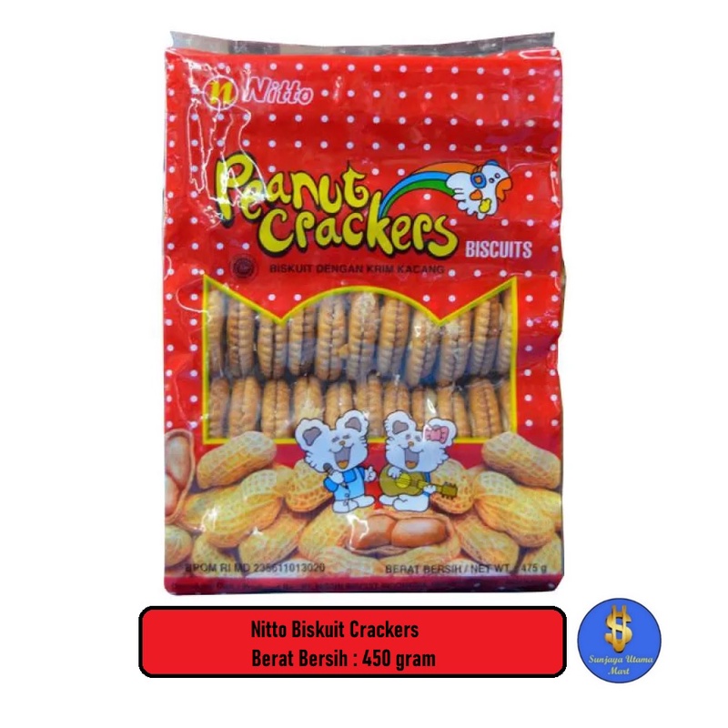 

Biscuits Nitto Peanut Crackers 450gr-Biskuit Nitto Krekers Rasa Kacang