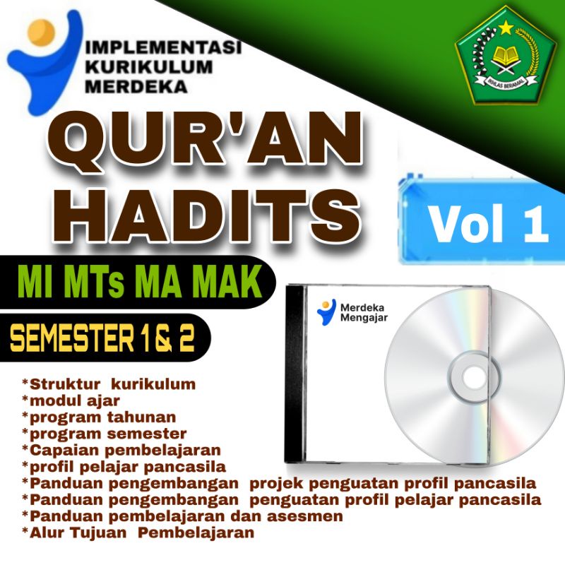 RPP / modul ajar KURIKULUM MERDEKA QUR'AN HADITS MI, MTS, MA, KELAS 1, 2, 3, 4, 5, 6, 7, 8, 9, 10, 1