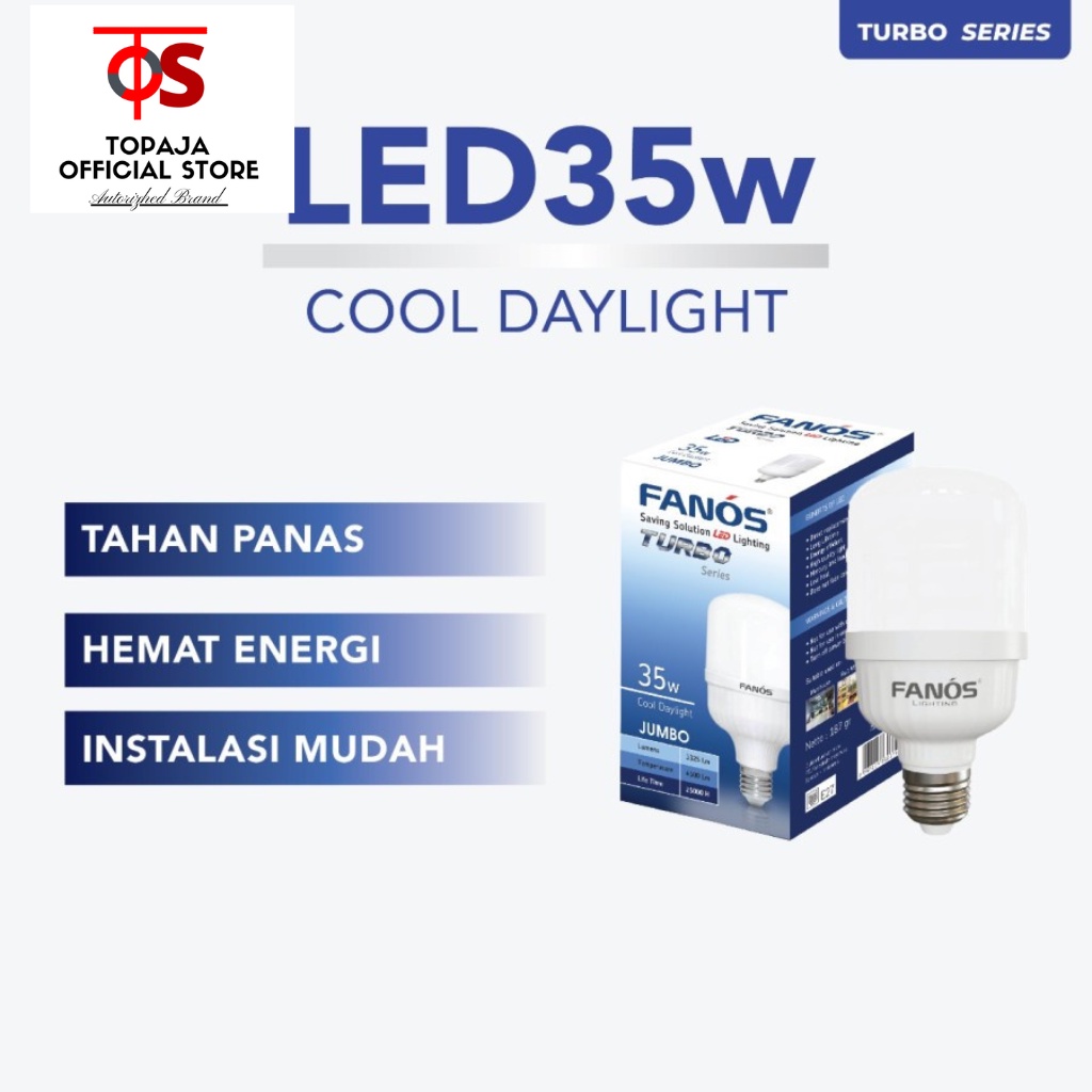 FANOS Lampu Led Turbo 35 Watt Light Bulb Cahaya Putih Terang Cool DayLight