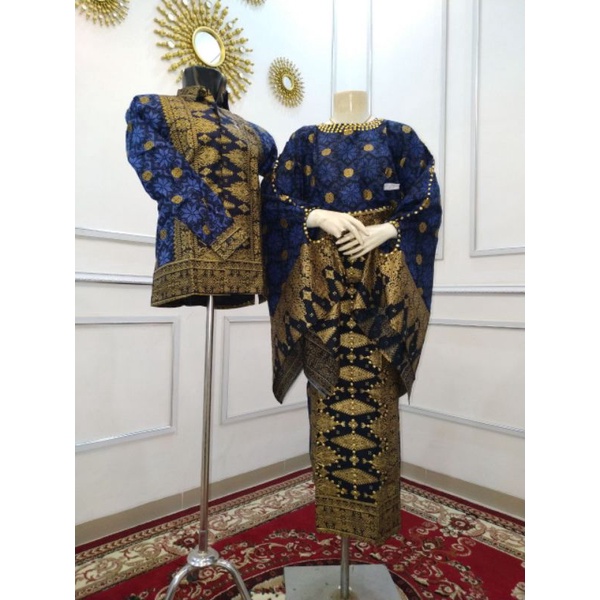 COUPLE SETELAN SHOIMA BATIK SONGKET BIRU NAVY