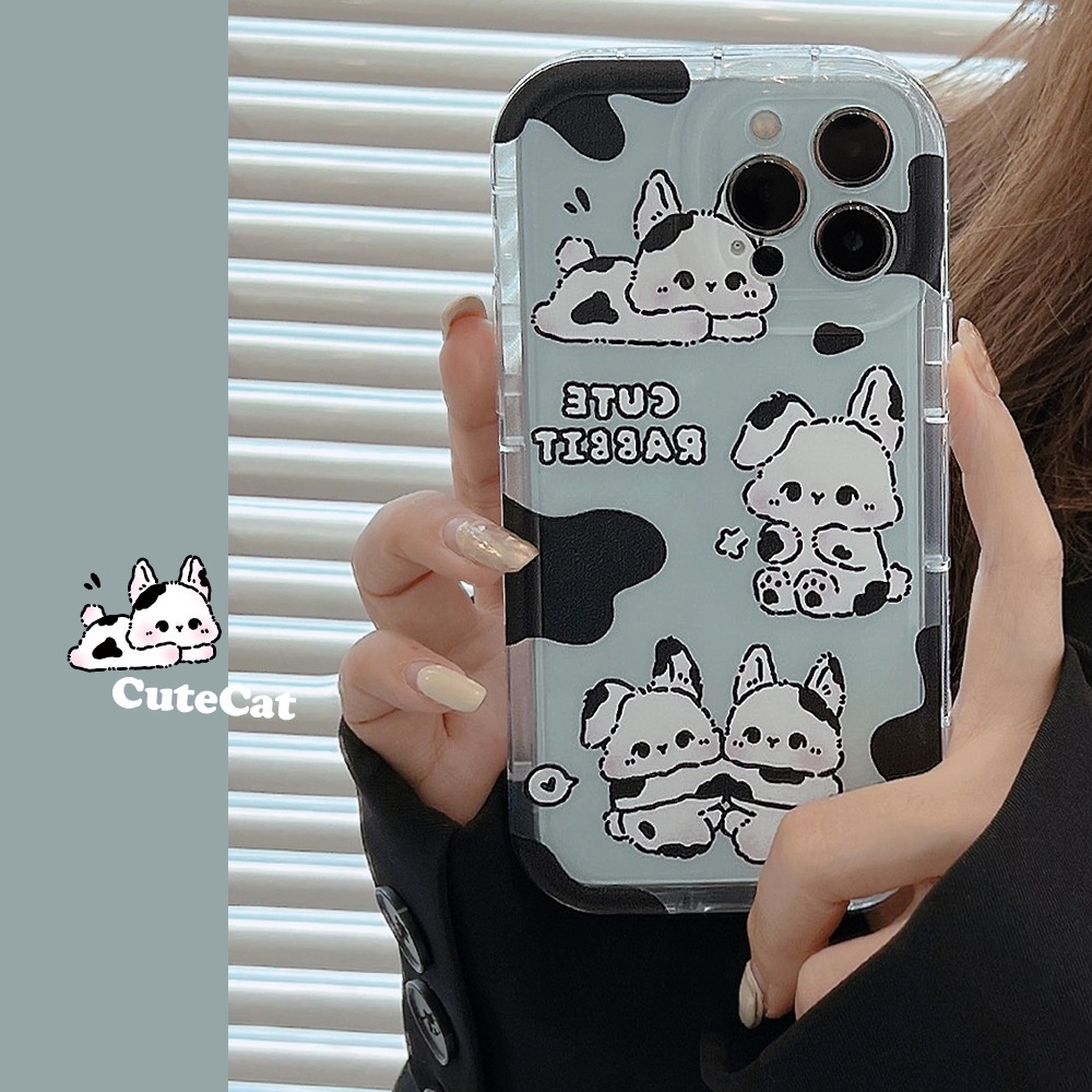 Ins Casing Softcase Transparan Print Kartun Kelinci Lucu Untuk Iphone 14 11 12 13 PRO MAX