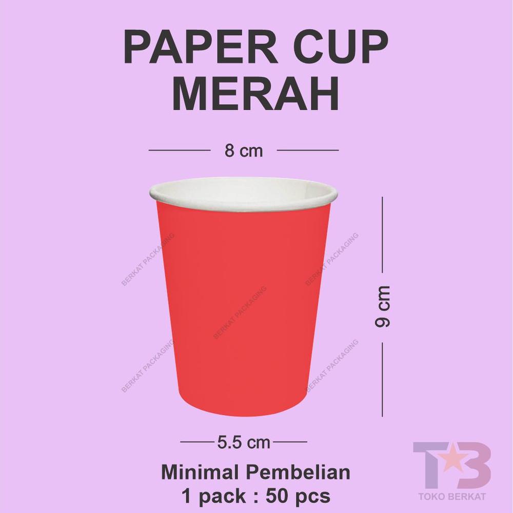 Paper Cup Polos 8oz MERAH / Paper Cup Hot Merah / Sablon / Cetak / Gelas kertas / Gelas Kopi Kertas 