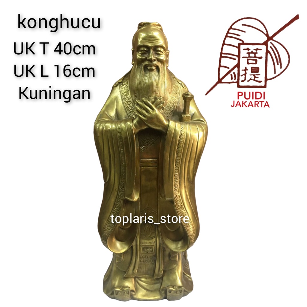 Patung Konghucu Kuningan 16in New