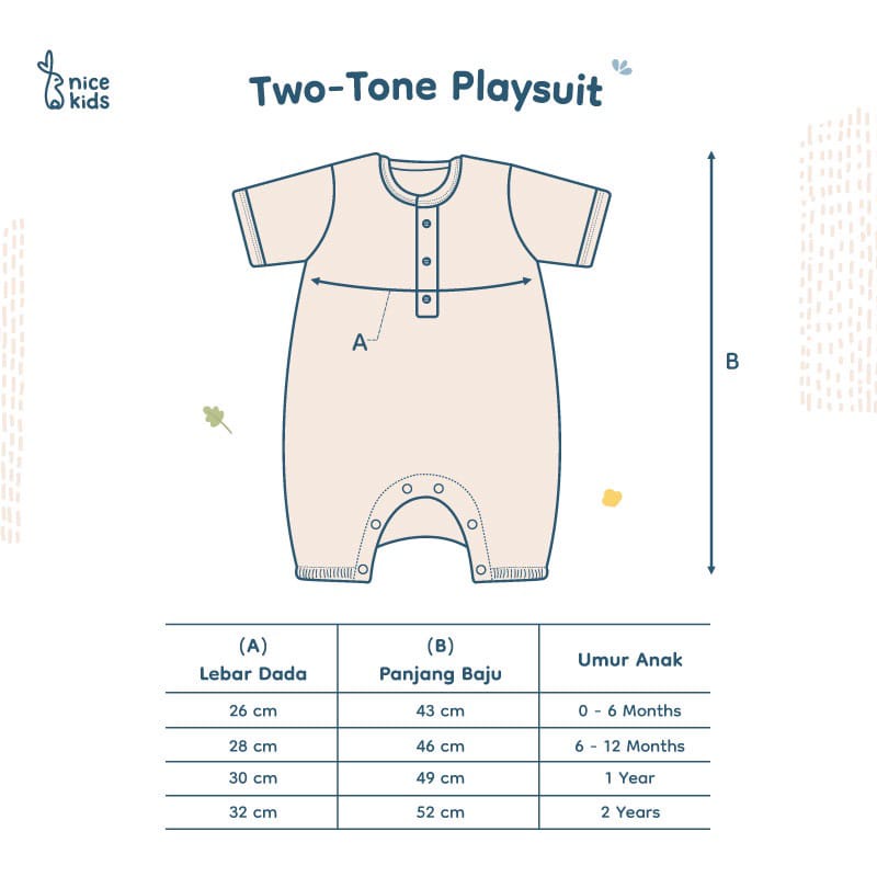 Nicekids - Two Tone Bloomer Playsuit Bayi / jumper Bayi &amp; Anak Unisex