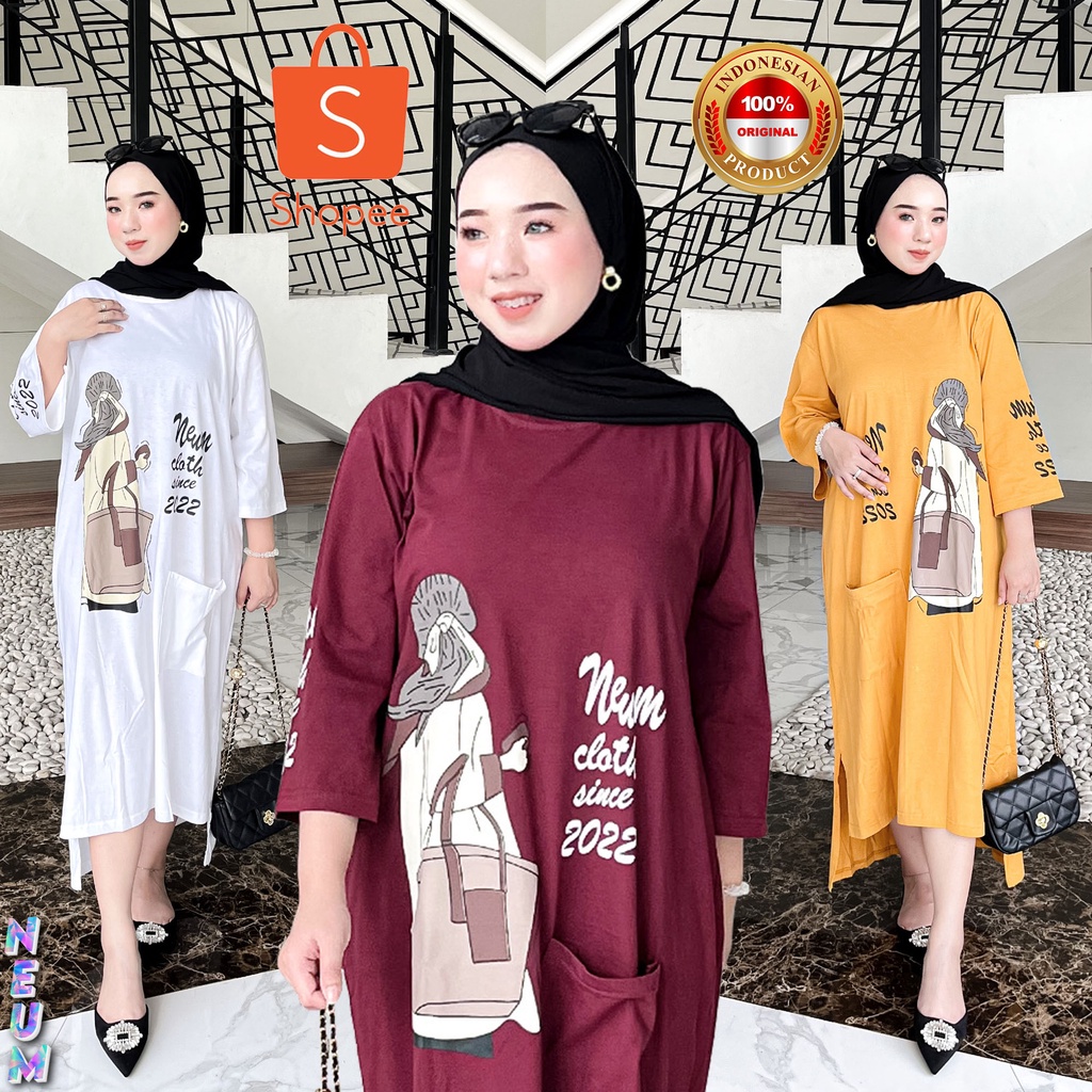 NEUM MUSLIM - LONG TUNIK KAOS NEUM ORIGINAL/TUNIK NEUM/TUNIK WANITA/TUNIK KAOS/PAKAIAN WANITA/TERRAC