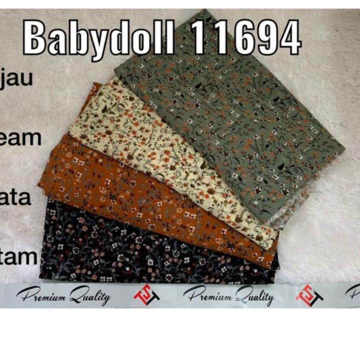 Sale Terbatas gamis terbaru bahan seruty babydoll motif printing bunga kecil serian 4A