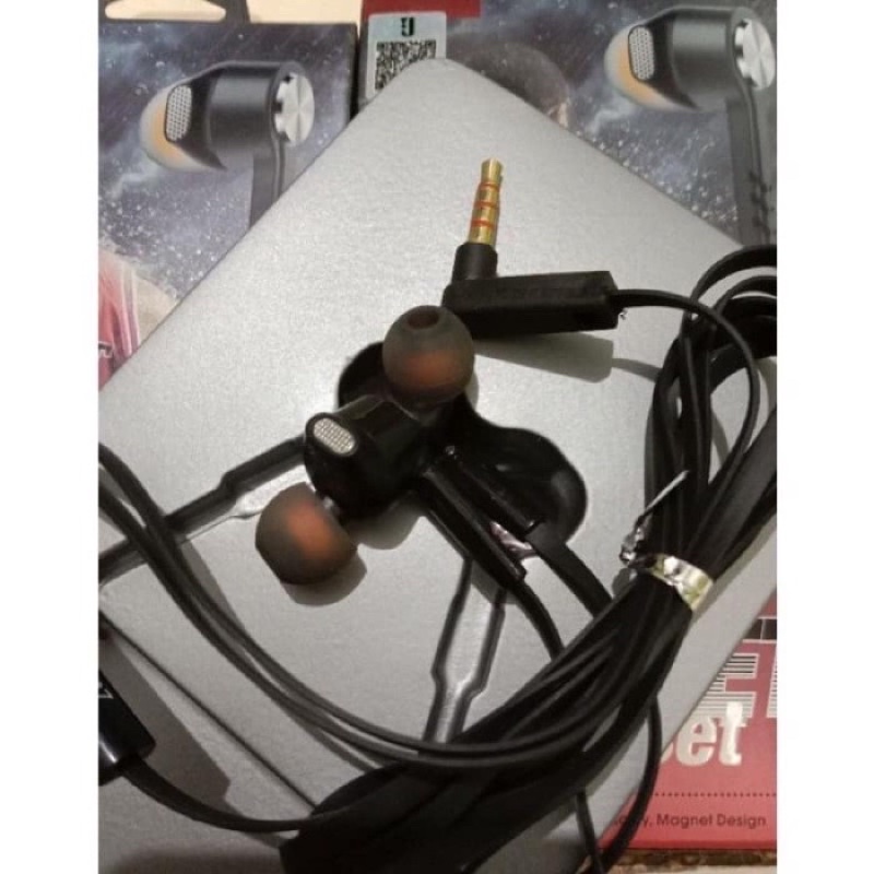 Headset Earphone Magnet AT-127 Handsfree Kabel Mega Bass