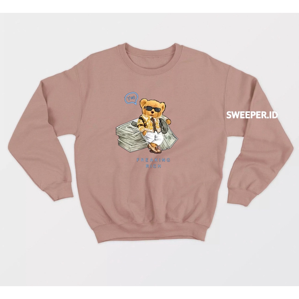 SWEATER CREWNECK FREAKING RICH BAHAN FLEECE