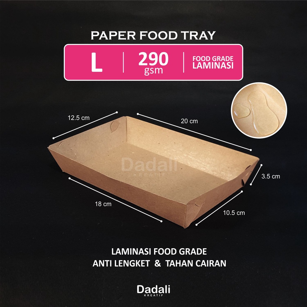 Paper Tray Dine In L Kraft Tebal 290gsm Piring Kertas Food Tray