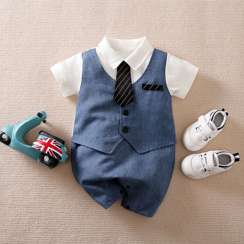 COD - Jumper bayi laki laki TUXEDO lengan pendek / Jumper premium korea keren usia 0-18 bulan