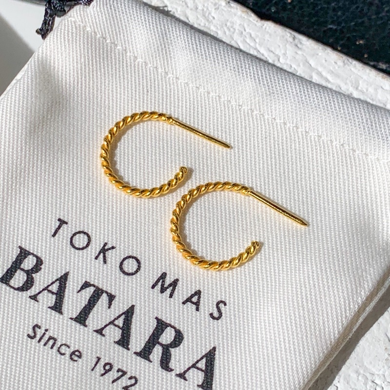 Giwang / Anting / Stud / Tindik / Kerabu Lilit Emas Tua Asli Kadar 99% / Kadar 97% Handmade Custom