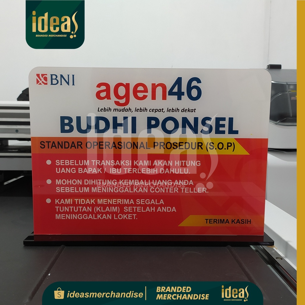 

PLAKAT AKRILIK AGEN BNI 46 / Papan Akrilik SOP