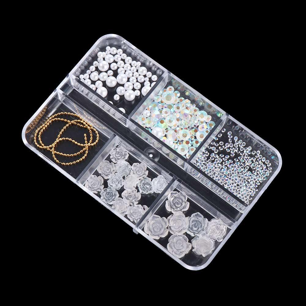 Mxbeauty Dekorasi Nail Art Wanita Ukuran Campur Steel Bead Camellia Flowers Manicure Aksesoris Perubahan Cahaya Hiasan Kuku