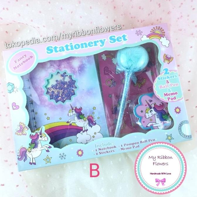 

(COD) Fancy Buku Diary Stationary Set Hadiah Unicorn / Flamingo Kado Gift DISKON Kode 778