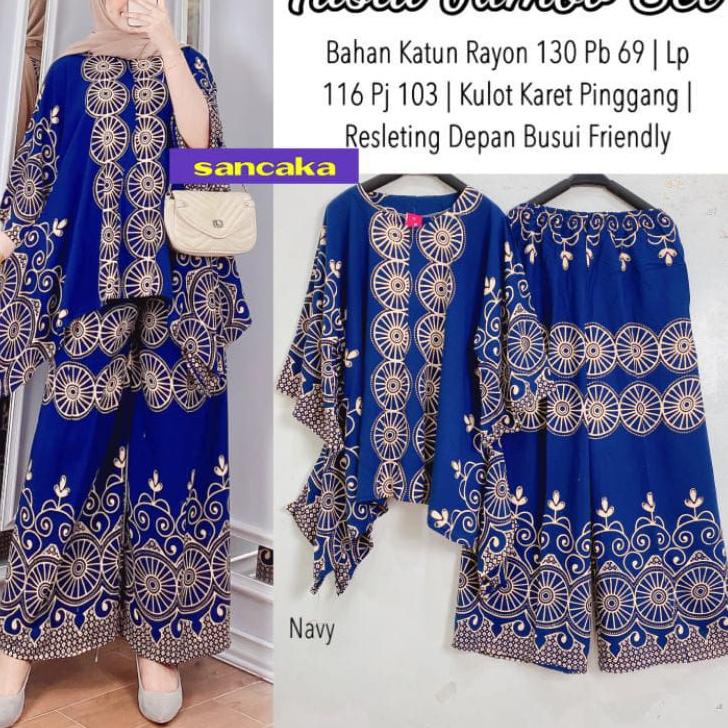 Baju Setelan Wanita Kekinian One Set Tunik One Set jumbo ld 130 Baju One set Waka Waka One set jumbo