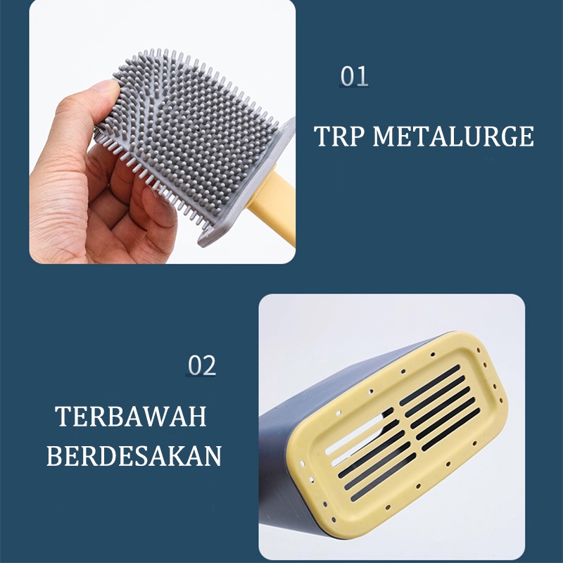 Berus Toilet Multi Fungsi Berus Toilet Silikon 3 in 1 Alat Pembersihan Toilet Dengan Kontainer