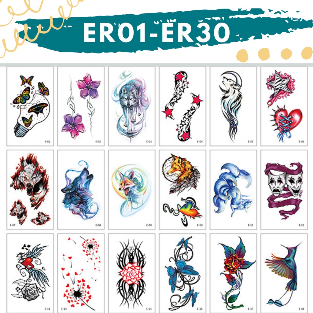 Stiker Tattoo kode ER01-ER30 | Tato Temporer | Waterproof