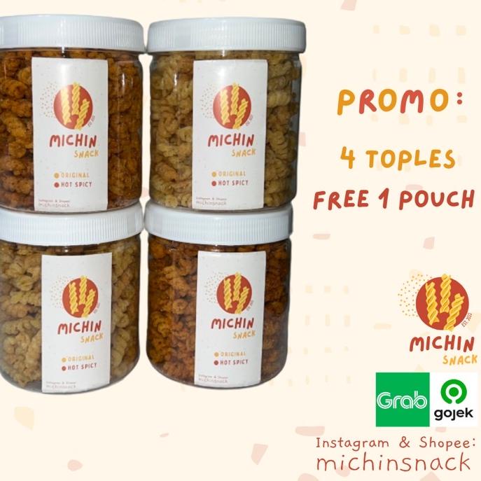 

10.10 HARGA GROSIR PROMO MAKARONI SPIRAL BUY 4 TOPLES GET 1 POUCH FREE - MICHIN SNACK buruan